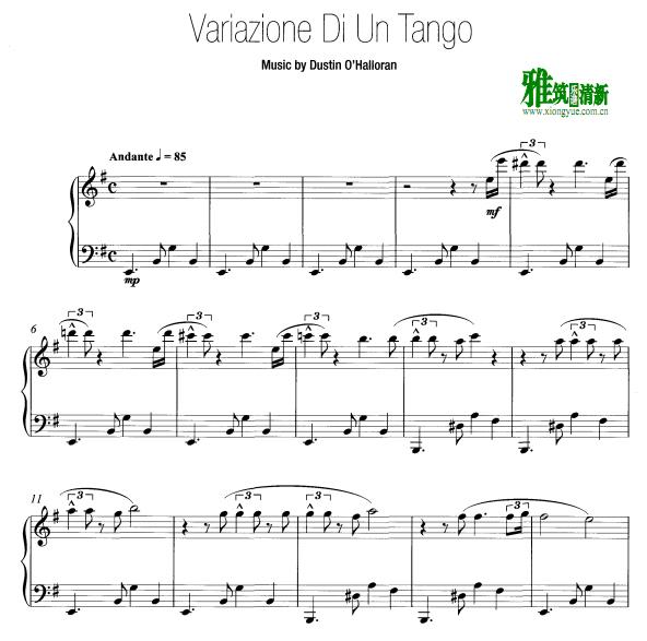 Dustin O'Halloran - Variazione di un Tango钢琴谱