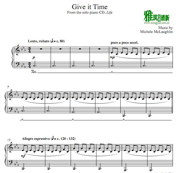 michele mclaughlin - Give it Time钢琴谱