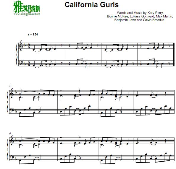 Aldy Santos - California Gurls钢琴谱