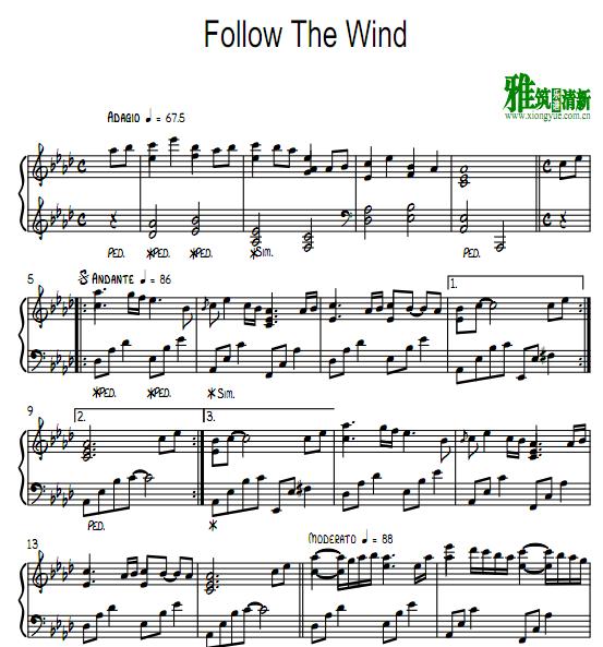 july - Follow The Wind钢琴谱