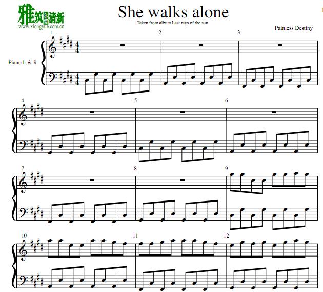 Painless Destiny - she walks alone钢琴谱