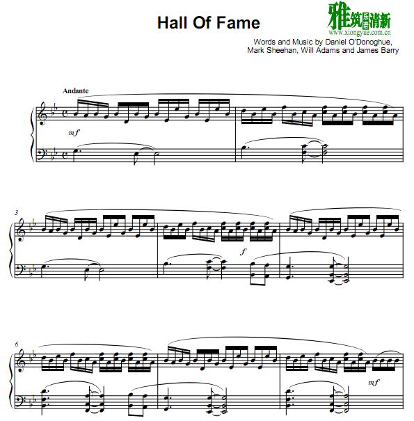 Francesco parrino版Hall of Fame钢琴谱
