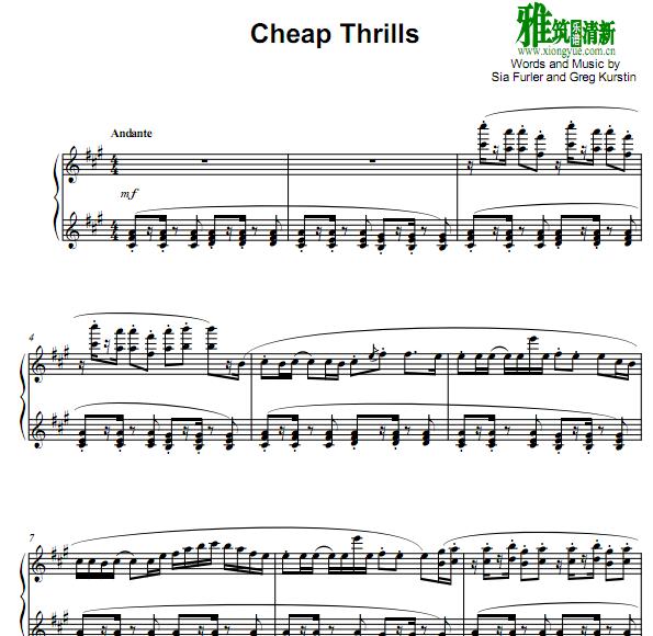 Francesco parrino版Cheap Thrills钢琴谱