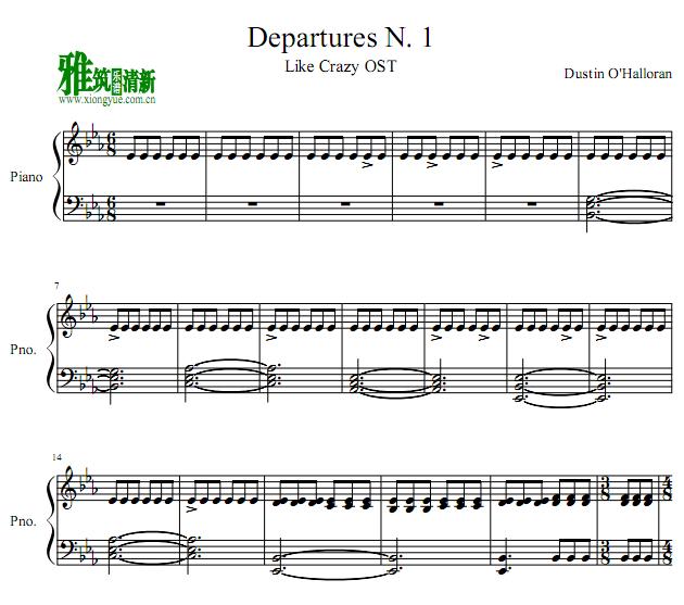 Dustin O'Halloran - departures n.1钢琴谱