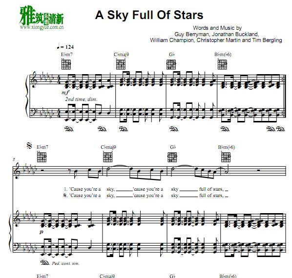 Sky Full of Stars钢琴伴奏谱