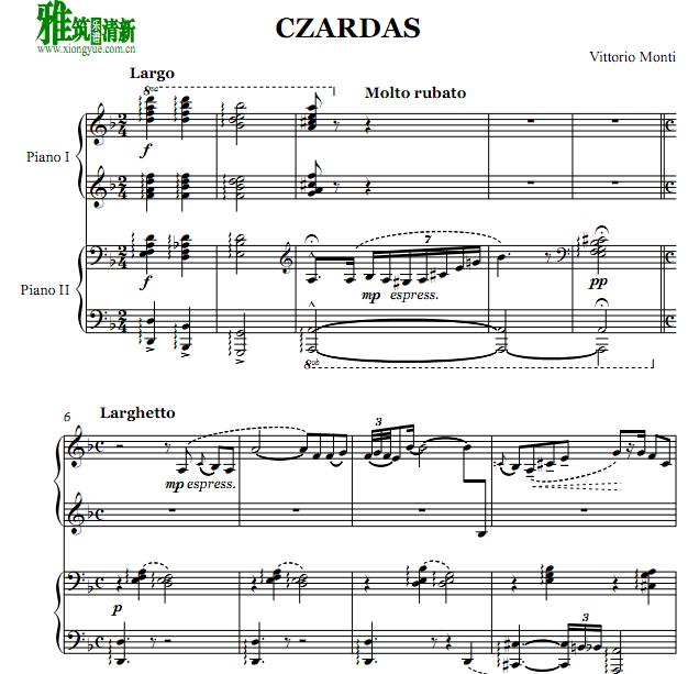 查尔达什舞曲 Czardas 四手联弹谱