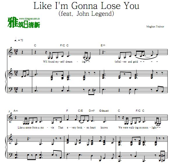 Meghan Trainor - Like I'm Gonna Lose You钢琴伴奏谱
