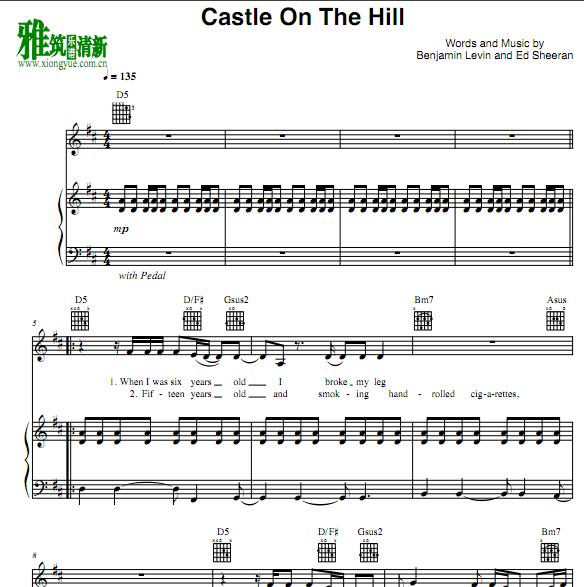 Castle On The Hill钢琴伴奏谱