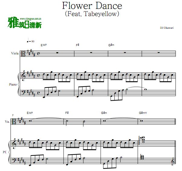 DJ Okawari - Flower Dance中提琴钢琴合奏谱