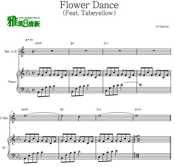 Flower Dance 花之舞Eb萨克斯钢琴二重奏谱
