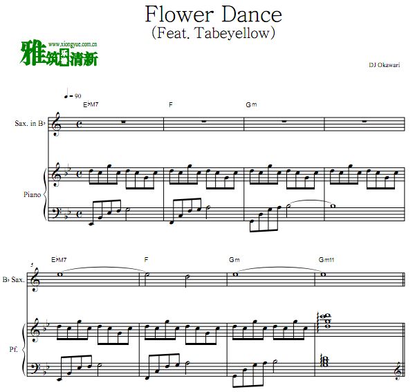 Flower Dance Bb萨克斯钢琴二重奏谱