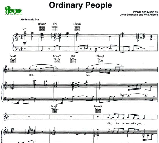 John Legend - Ordinary People钢琴谱