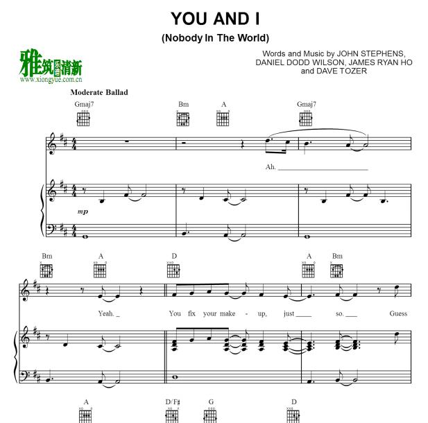 John Legend - You and I钢琴谱