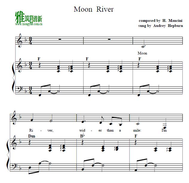 奥黛丽·赫本 - moon river钢琴伴奏谱