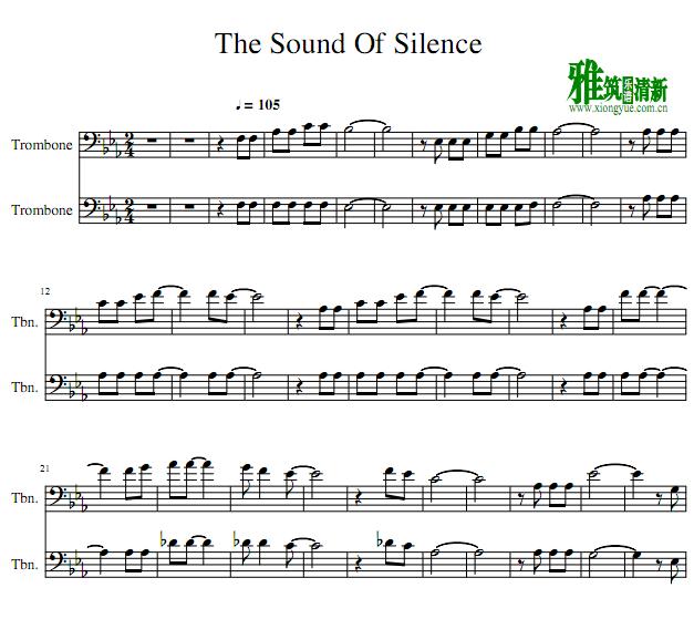 寂静之声The Sound Of Silence长号二重奏谱
