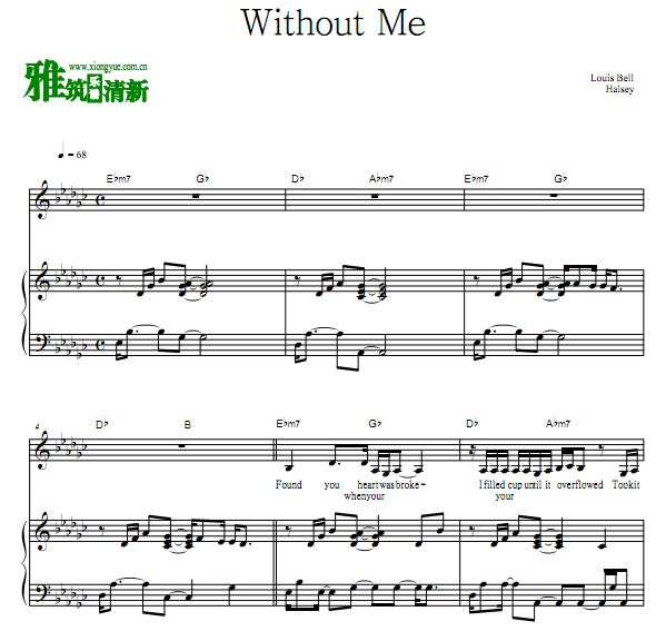 Halsey - Without Me 歌谱 钢琴谱