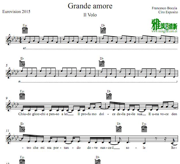 il volo - grande amore美声三重唱谱 意大利语