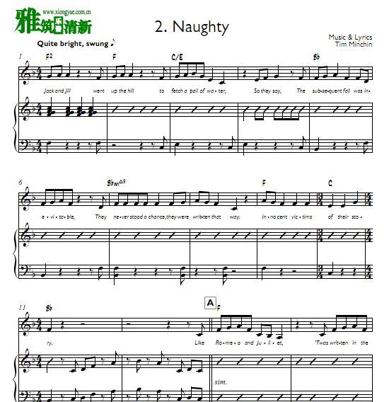 音乐剧 玛蒂尔达 Matilda - Naughty  声乐谱钢琴谱