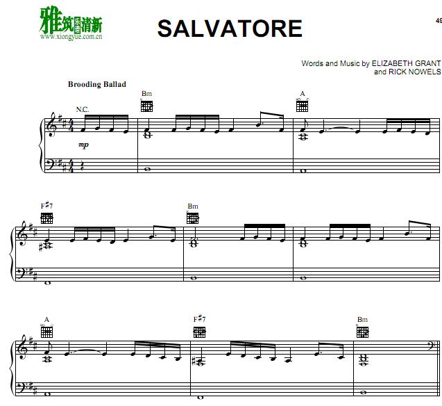 Lana Del Rey - Salvatore钢琴谱
