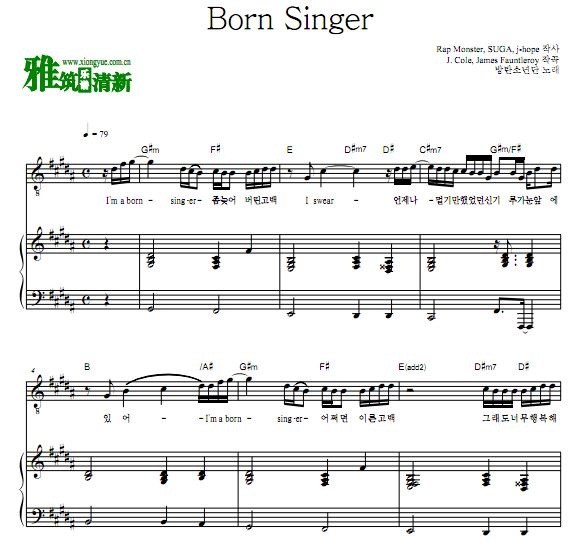 BTS - Born Singer 伴奏钢琴谱
