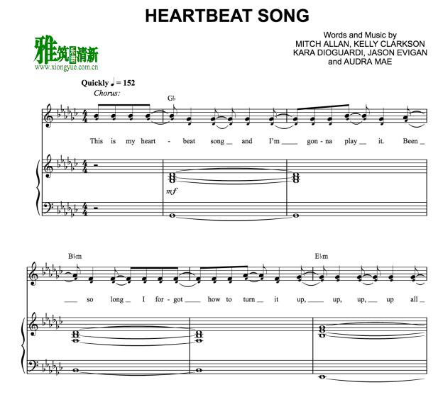 Kelly Clarkson - Heartbeat Song钢琴弹唱谱 歌谱 正谱