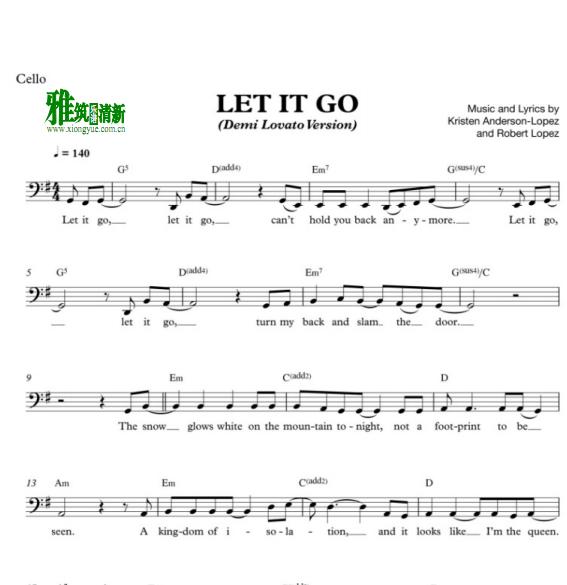 let it go 大提琴谱