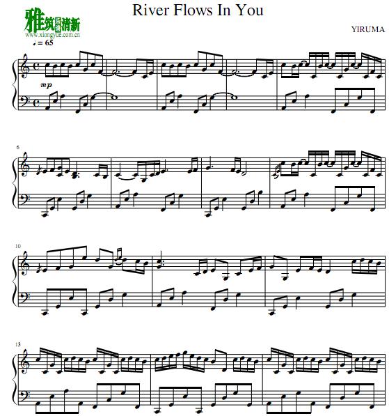 River Flows In You C调钢琴谱