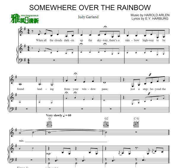 Judy Garland - Somewhere Over The Rainbow钢琴谱