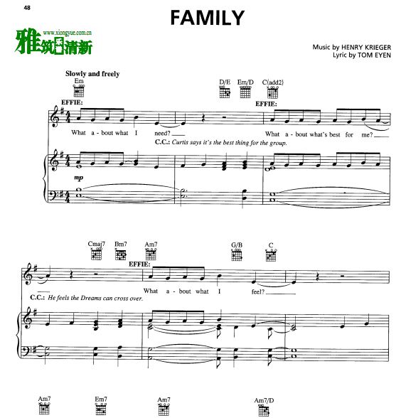 追梦女郎 Dreamgirls - FAMILY 声乐钢琴伴奏歌谱