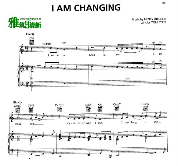 音乐剧Dreamgirls 追梦女郎 I Am Changing 歌谱 钢琴谱