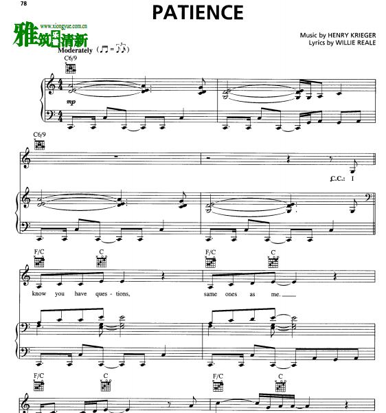 音乐剧追梦女郎 Dreamgirls - PATIENCE声乐歌谱 钢琴谱