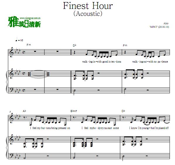 Abir - Finest Hour钢琴伴奏谱  (Acoustic)