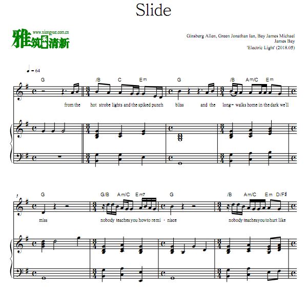 James Bay - Slide 钢琴谱