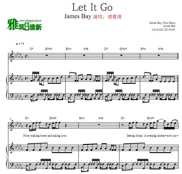 James Bay - Let It Go 钢琴谱