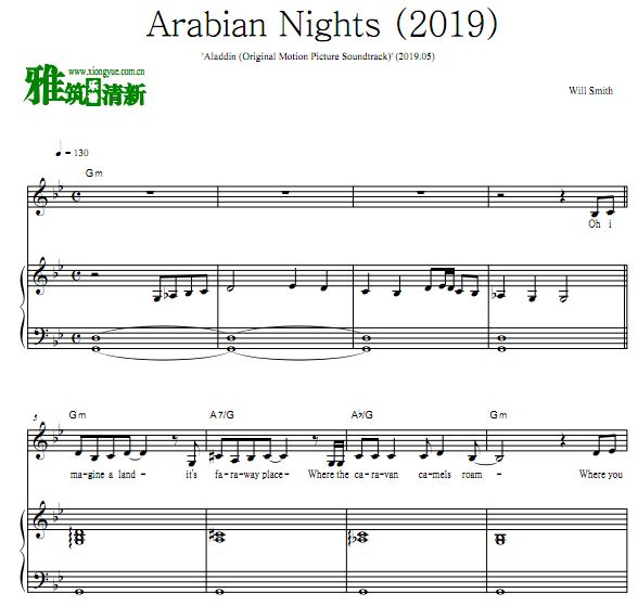 Aladdin阿拉丁 Arabian Nights (2019) 钢琴谱