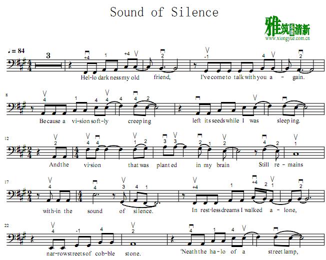 the sound of silence大提琴谱 带指法