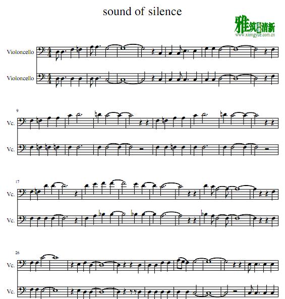 the sound of silence大提琴二重奏谱