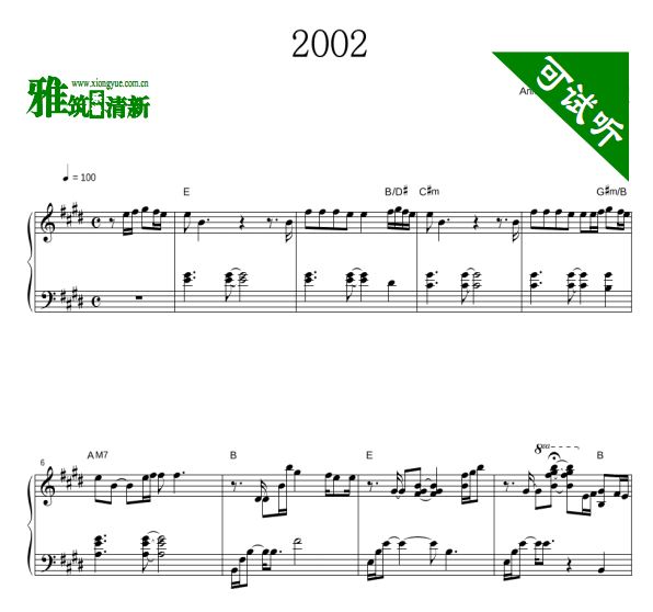 Anne-Marie - 2002 钢琴独奏谱