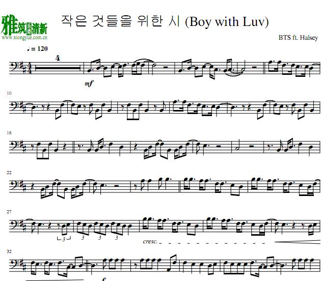 BTS - Boy with Luv 大提琴谱