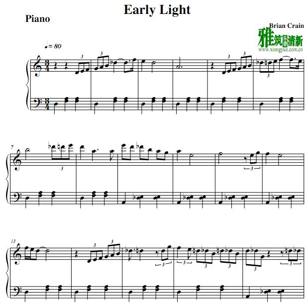 Brian Crain - Early Light钢琴谱