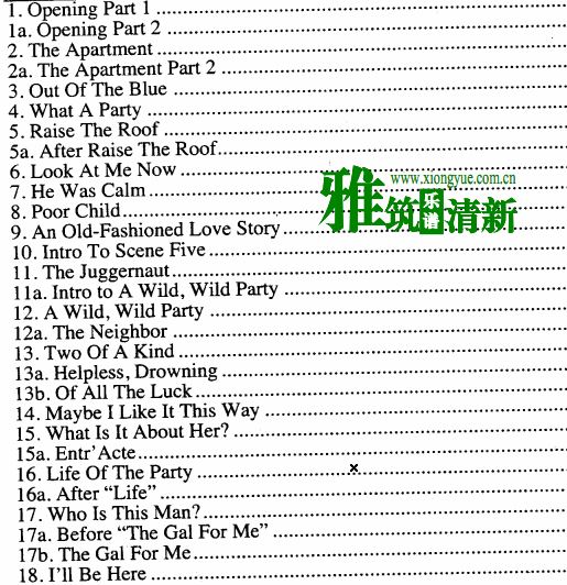 The Wild Party（Andrew Lippa）声乐谱钢琴谱 目录1