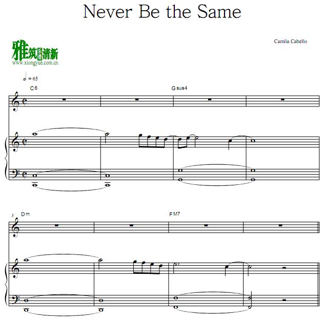 Camila Cabello - never be the same钢琴伴奏谱