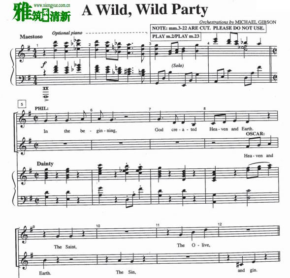 A wild wild Party 声乐钢琴谱