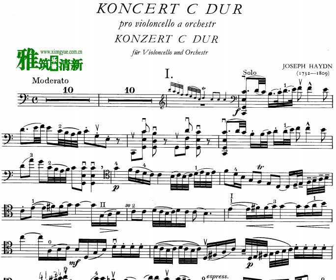 海顿c大调大提琴协奏曲大提琴谱