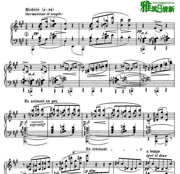 德彪西第4首前奏曲钢琴谱