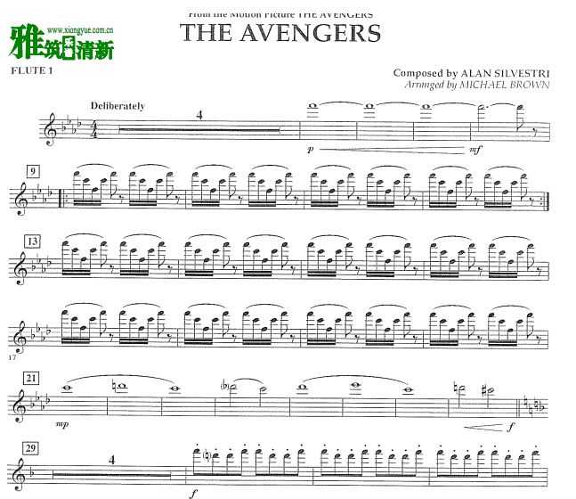 复仇者联盟THE AVENGERS交响管分谱 长笛谱