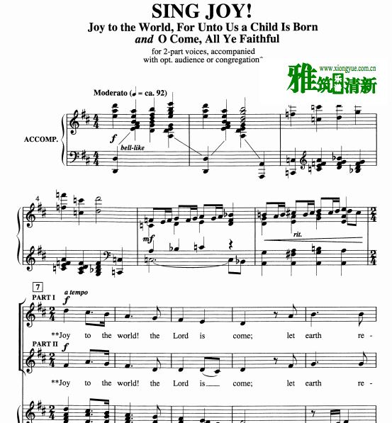 唱诗班合唱钢伴谱 Sing joy!歌唱快乐二声部合唱谱钢琴谱