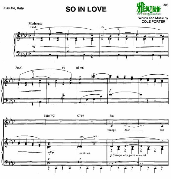 Kiss Me Kate - So in Love歌谱