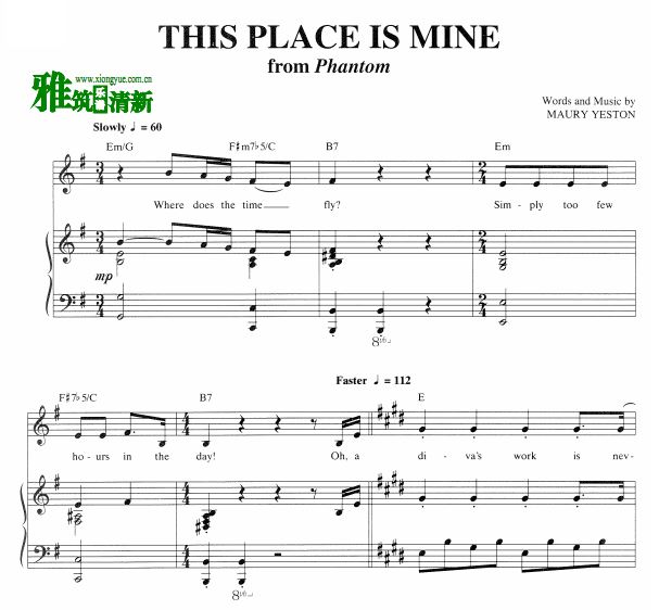 音乐剧Phantom -This Place is Mine声乐谱钢琴伴奏谱