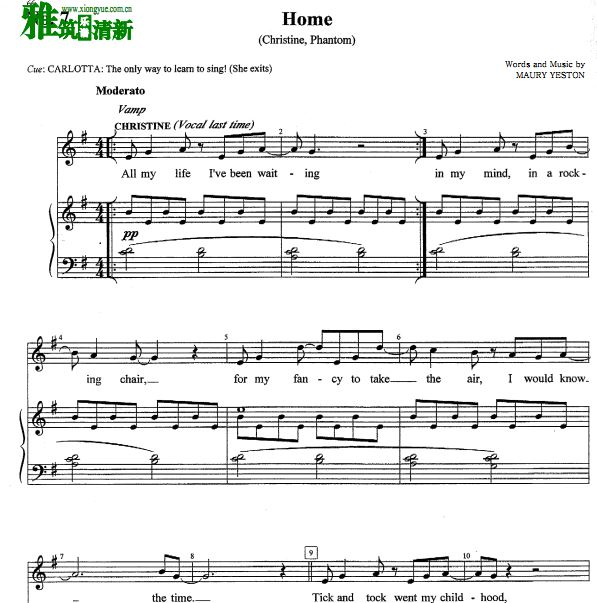 音乐剧 Phantom - Home声乐钢琴谱